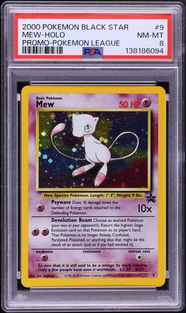 2000 Pokemon League Black Star Promo Holo Mew #9 PSA 8 NM-MT