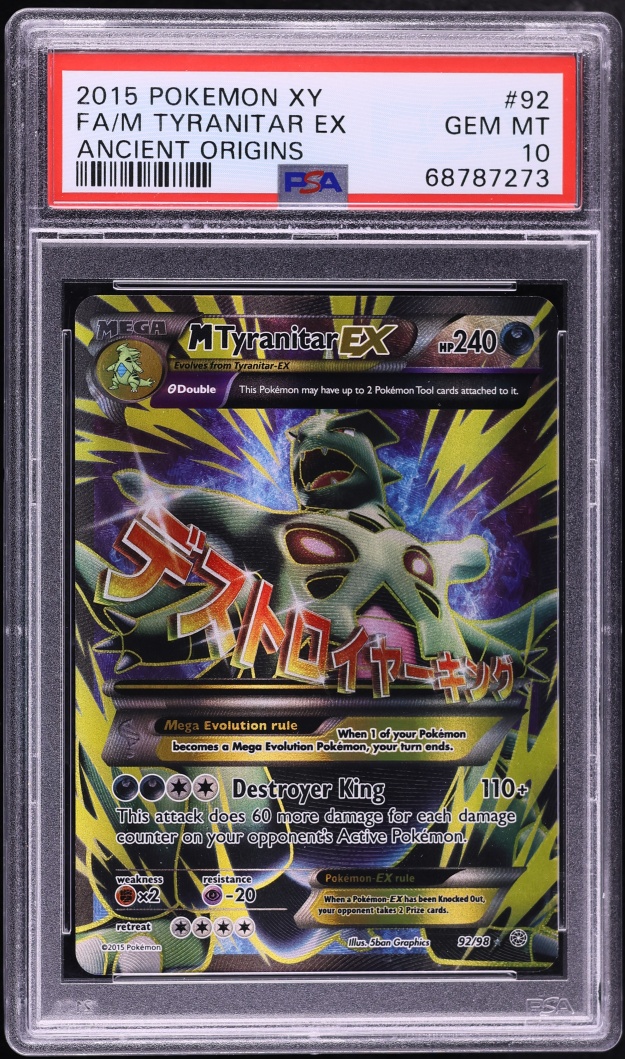 2015 Pokemon XY Ancient Origins Full Art M Tyranitar EX #92 PSA 10 GEM MINT