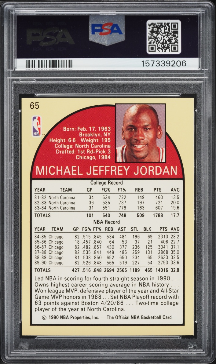 1990 Hoops Michael Jordan #65 PSA 8 NM-MT