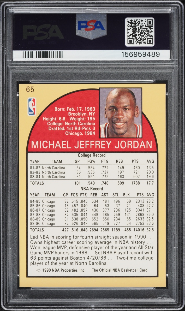 1990 Hoops Michael Jordan #65 PSA 8 NM-MT