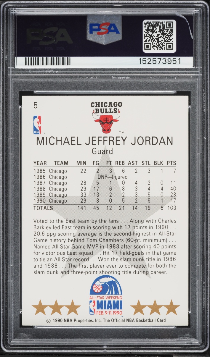 1990 Hoops All Star Michael Jordan #5 PSA 7 NRMT