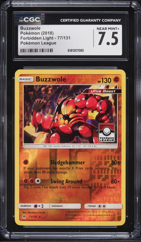 2018 Pokemon Sun & Moon Forbidden Light League Buzzwole #77 CGC 7.5 NRMT+