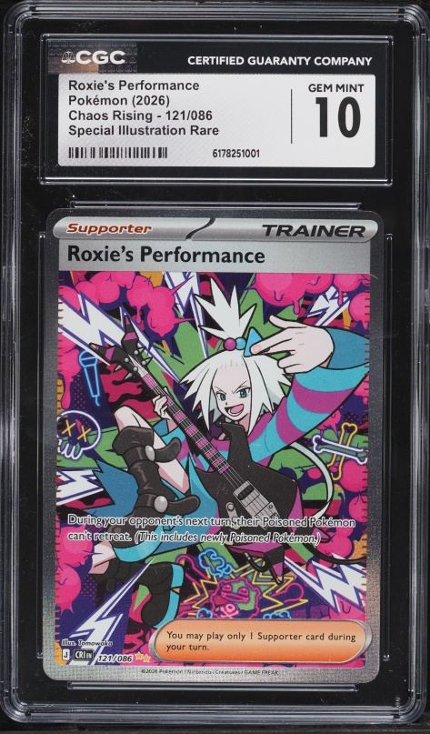 2026 Pokemon Mega Evolution Chaos Rising SIR Roxie's Performance #121 CGC 10 GEM MINT