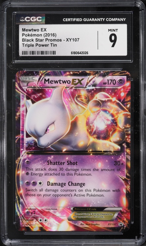 2016 Pokemon XY Black Star Promo Triple Power Tin Mewtwo EX #XY107 CGC 9 MINT