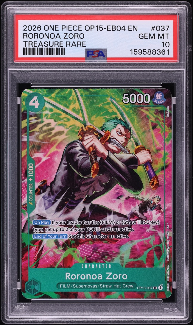 2026 One Piece Adventure On Kami's Island TR Roronoa Zoro #OP13-037 PSA 10 GEM MINT