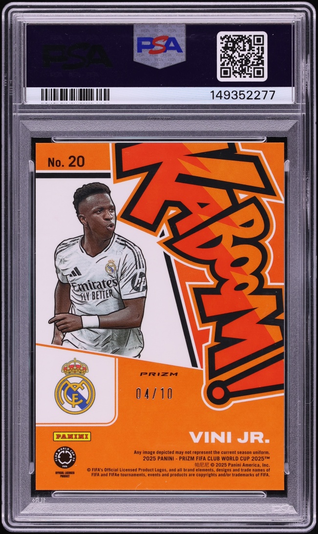 2025 Panini Prizm FIFA Club World Cup Kaboom! Gold Vini Jr. /10 #20 PSA 10 GEM MINT
