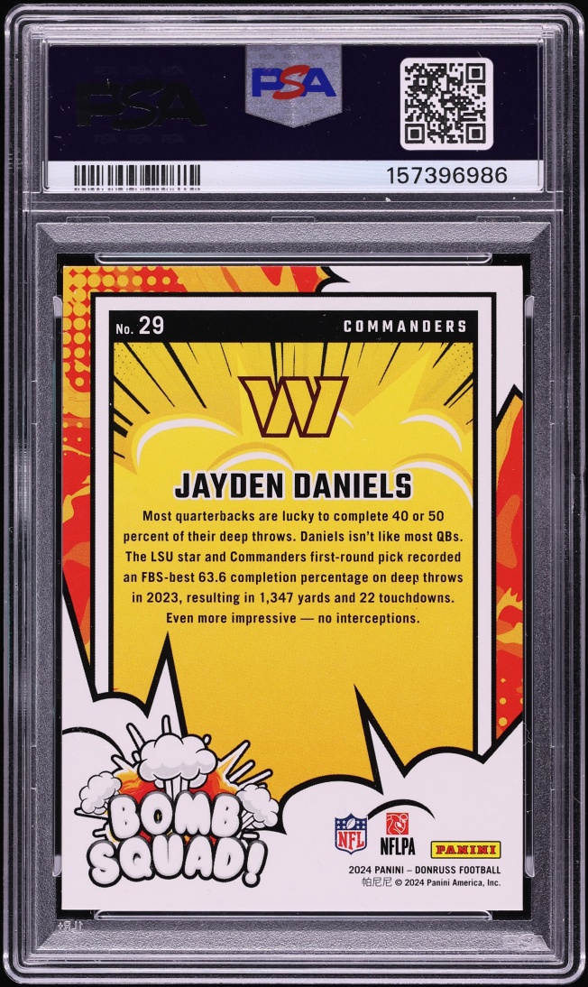 2024 Donruss Bomb Squad Jayden Daniels ROOKIE #29 PSA 9 MINT