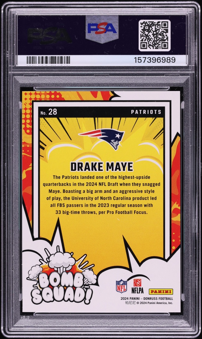 2024 Donruss Bomb Squad Drake Maye ROOKIE #28 PSA 10 GEM MINT