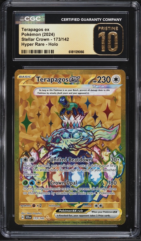 2024 Pokemon Scarlet & Violet Stellar Crown Gold Rare Terapagos EX #173 CGC 10 PRISTINE