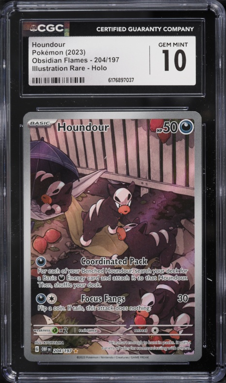 2023 Pokemon Scarlet & Violet Obsidian Flames IR Houndour #204 CGC 10 GEM MINT