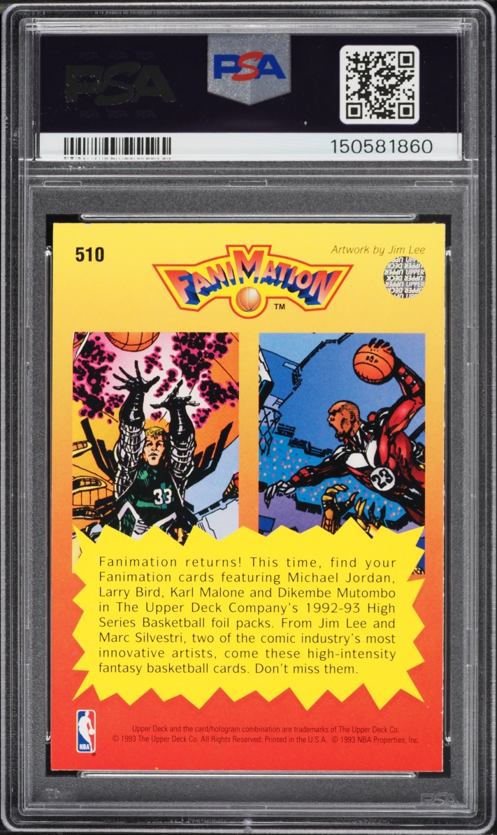 1992 Upper Deck Fanimation Larry Bird & Michael Jordan #510 PSA 8 NM-MT