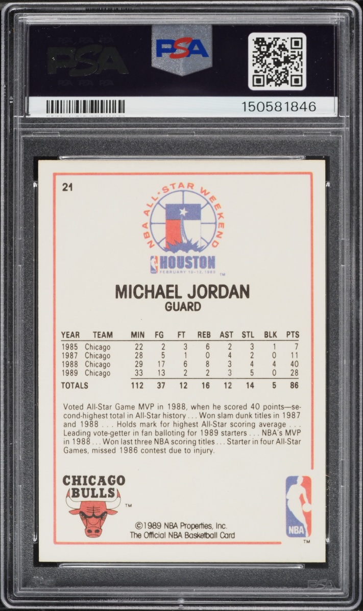 1989 Hoops Michael Jordan ALL-STAR #21 PSA 9 MINT