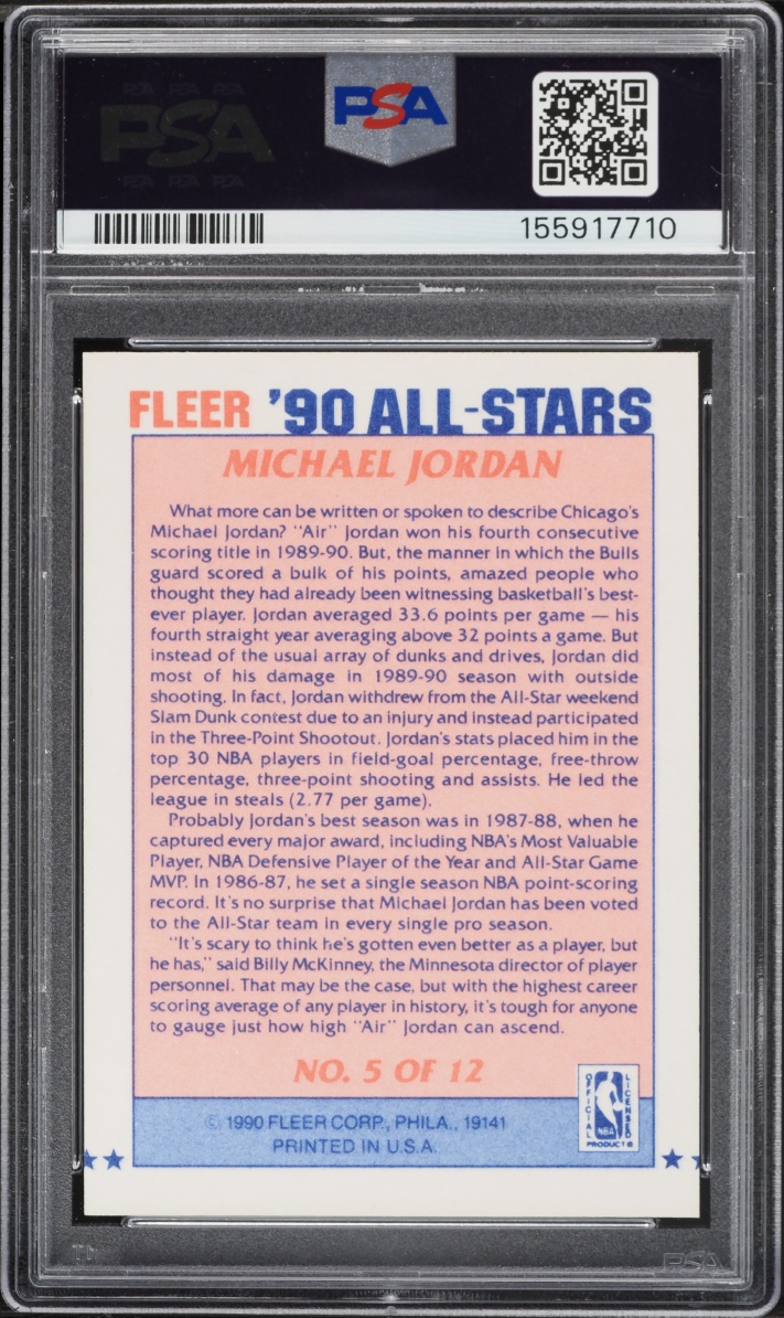 1990 Fleer All-Stars Michael Jordan #5 PSA 9 MINT
