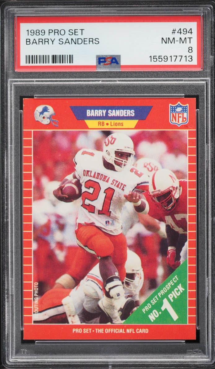1989 Pro Set Football Barry Sanders ROOKIE #494 PSA 8 NM-MT