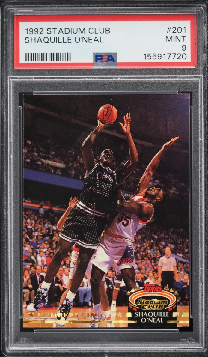 1992 Stadium Club Members Choice Shaquille O'Neal ROOKIE #201 PSA 9 MINT