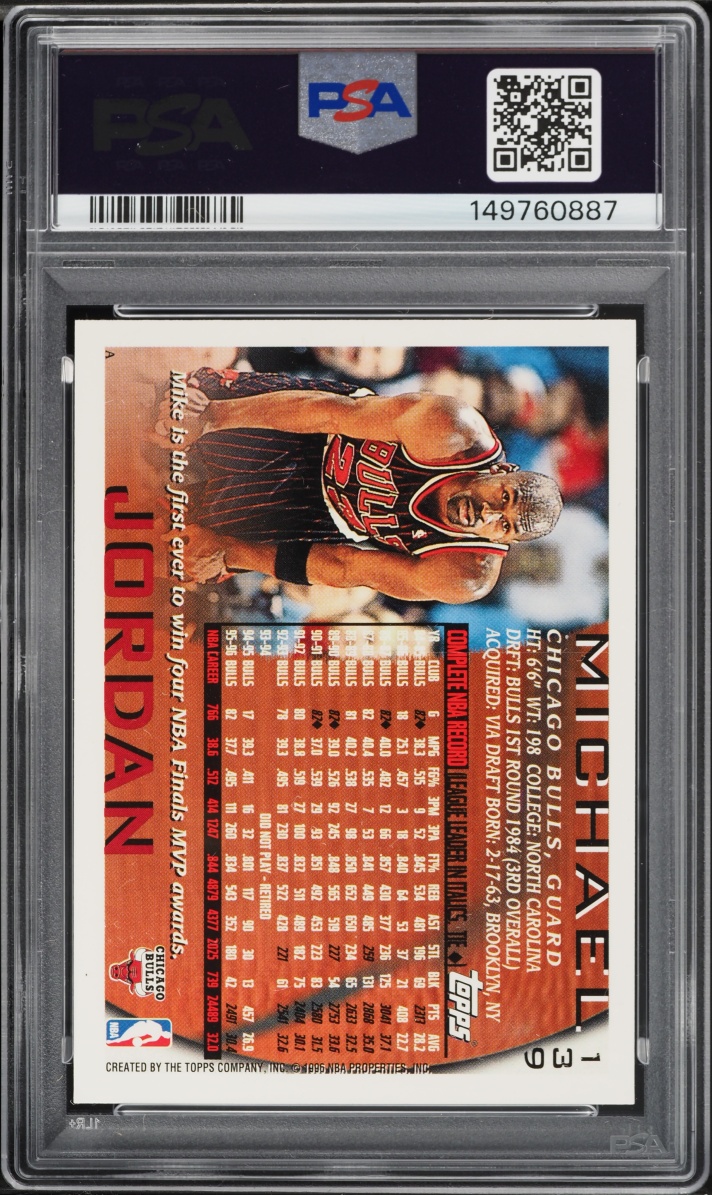 1996 Topps Basketball Michael Jordan #139 PSA 10 GEM MINT