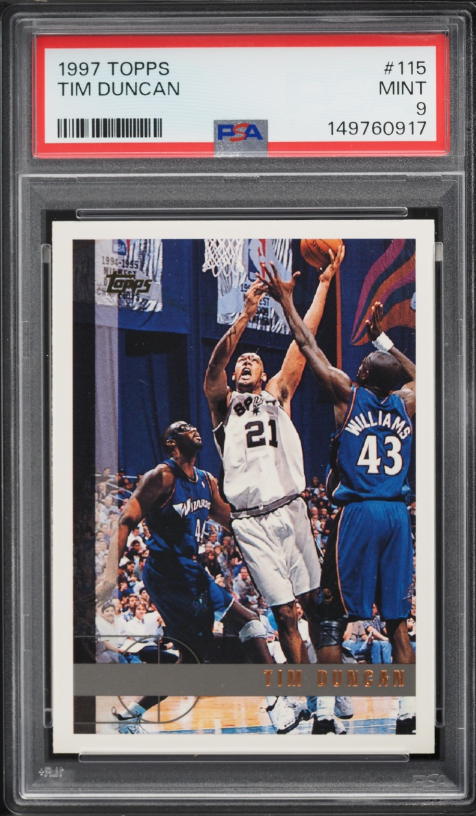 1997 Topps Basketball Tim Duncan ROOKIE #115 PSA 9 MINT