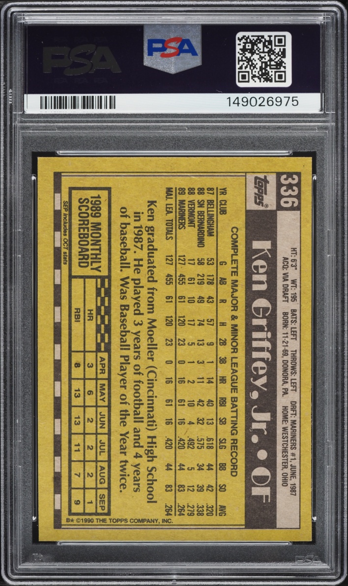 1990 Topps Ken Griffey Jr. #336 PSA 8 NM-MT