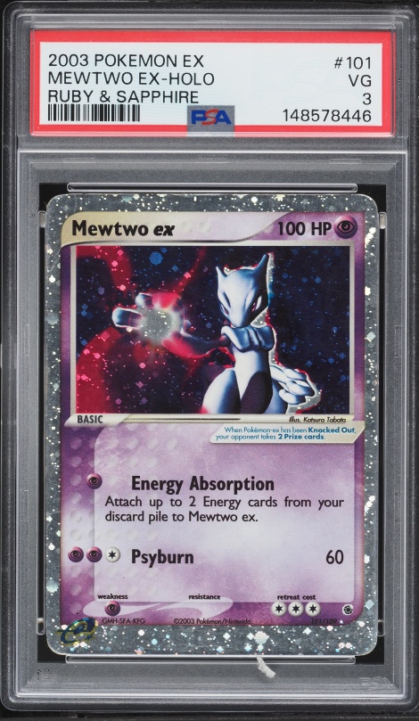 2003 Pokemon EX Ruby & Sapphire Holo Mewtwo ex #101 PSA 3 VG