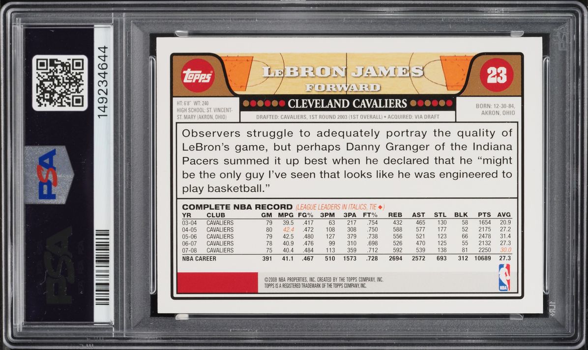 2008 Topps Basketball LeBron James #23 PSA 10 GEM MINT