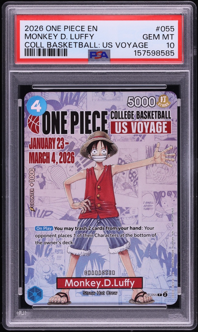 2026 One Piece Promo College Basketball US Voyage Monkey D. Luffy #P-055 PSA 10 GEM MINT
