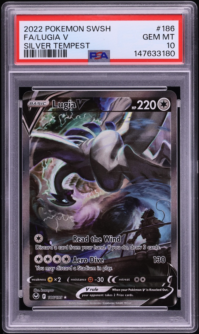 2022 Pokemon Sword & Shield Silver Tempest Full Art Lugia V #186 PSA 10 GEM MINT