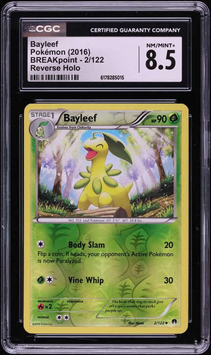 2016 Pokemon XY BREAKpoint Reverse Holo Bayleef #2 CGC 8.5 NM-MT+
