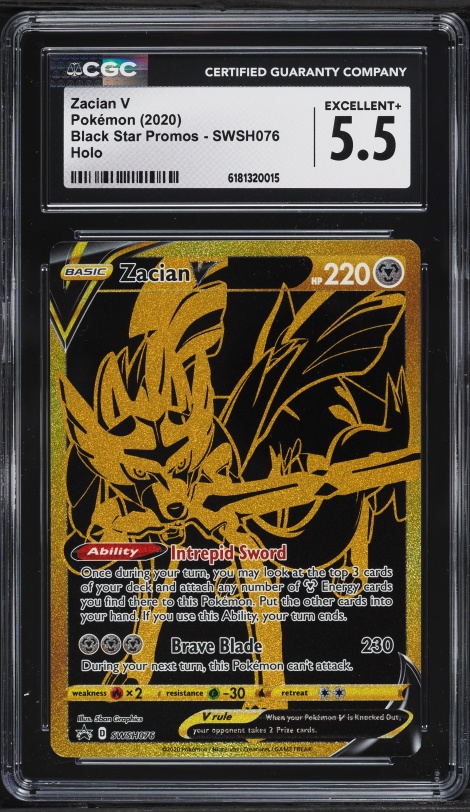 2020 Pokemon Sword & Shield Promo Ultra Premium Zacian V #SWSH076 CGC 5.5 EX+