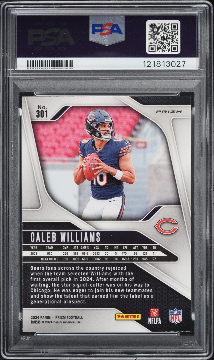 2024 Panini Prizm Disco Caleb Williams ROOKIE #301 PSA 10 GEM MINT