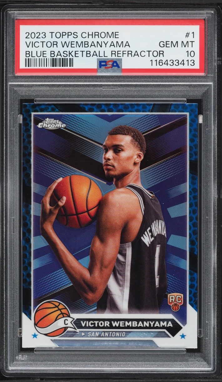 2023 Topps Chrome Blue Basketball Refractor Victor Wembanyama ROOKIE #1 PSA 10 GEM MINT