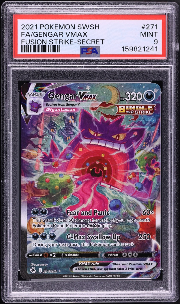2021 Pokemon Sword & Shield Fusion Strike SEC Gengar VMAX #271 PSA 9 MINT