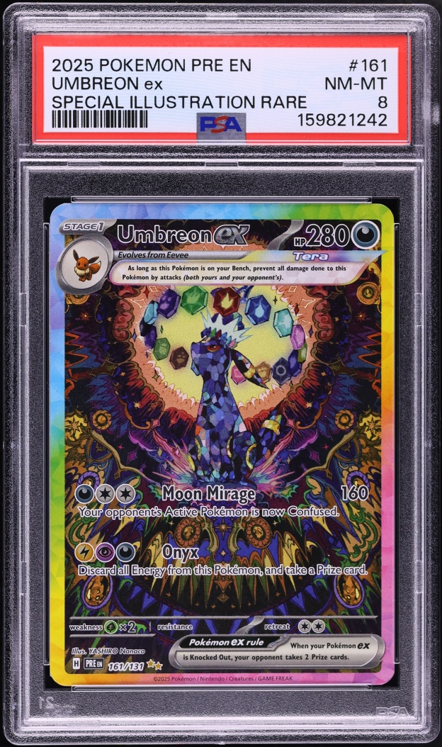 2025 Pokemon Scarlet & Violet Prismatic Evolutions SIR Umbreon ex #161 PSA 8 NM-MT