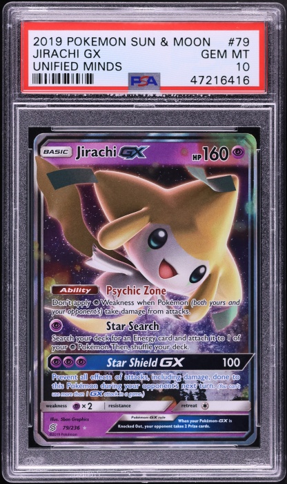 2019 Pokemon Sun & Moon Unified Minds Jirachi GX #79 PSA 10 GEM MINT