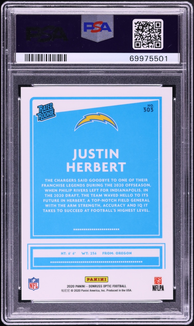 2020 Donruss Optic Variation Justin Herbert ROOKIE #303 PSA 10 GEM MINT