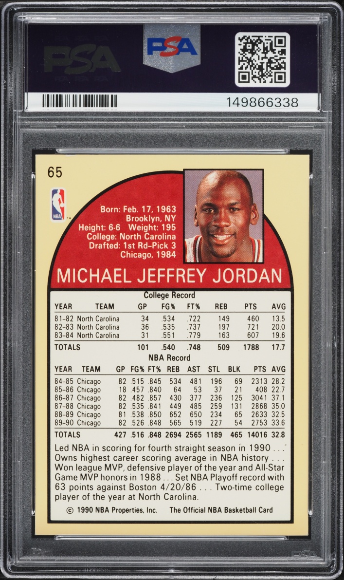 1990 Hoops Michael Jordan #65 PSA 8 NM-MT