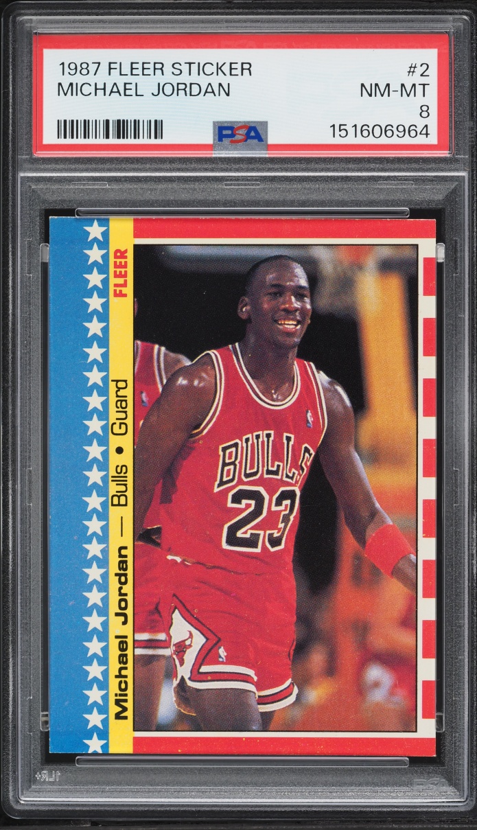 1987 Fleer Sticker Michael Jordan #2 PSA 8 NM-MT