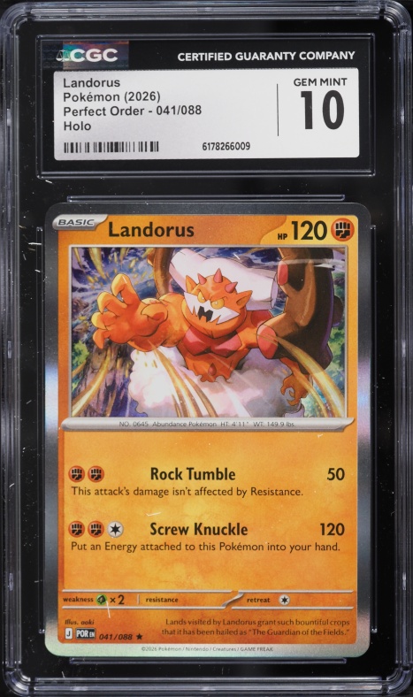 2026 Pokemon Mega Evolution Perfect Order Holo Landorus #041 CGC 10 GEM MINT
