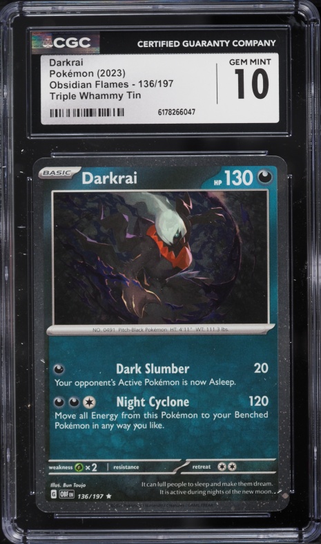 darkrai pokemon card value 136 197 - - 136/197 - Obsidian Flames - Reverse Foil RarityRare Hit Points130 HP Darkness Dark Slumber (20) Your opponents Active Pokmon is now Asleep Darkrai 136/197 - Obsidian Flames