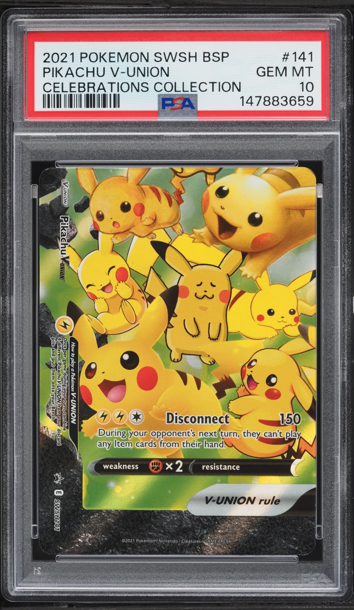 2021 Pokemon Sword & Shield Promo Celebrations Holo Pikachu V-UNION #SWSH141 PSA 10 GEM MINT