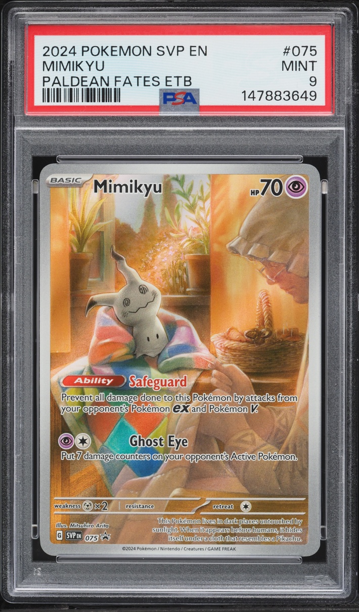2024 Pokemon Scarlet & Violet Promo Paldean Fates ETB Full Art Mimikyu #75 PSA 9 MINT