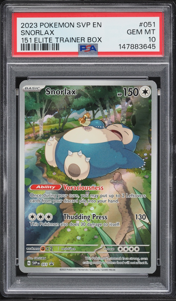 2023 Pokemon Scarlet & Violet Promo 151 ETB Full Art Snorlax #51 PSA 10 GEM MINT
