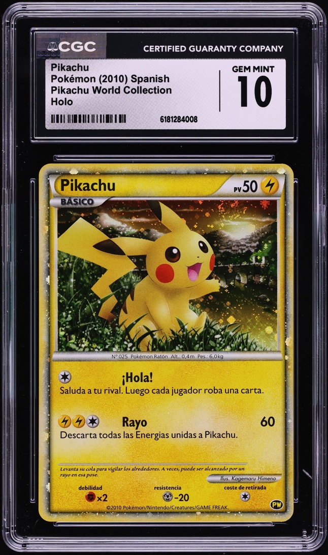 2010 Pokemon Spanish World Collection Holo Pikachu CGC 10 GEM MINT