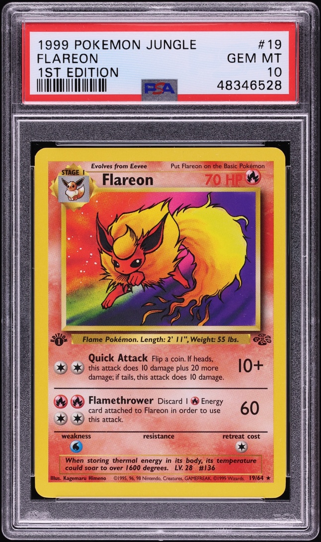 1999 Pokemon Jungle 1st Edition Flareon #19 PSA 10 GEM MINT