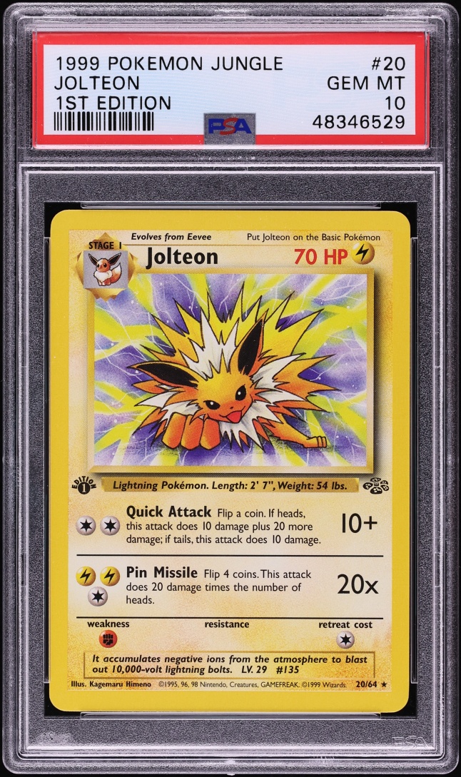 1999 Pokemon Jungle 1st Edition Jolteon #20 PSA 10 GEM MINT