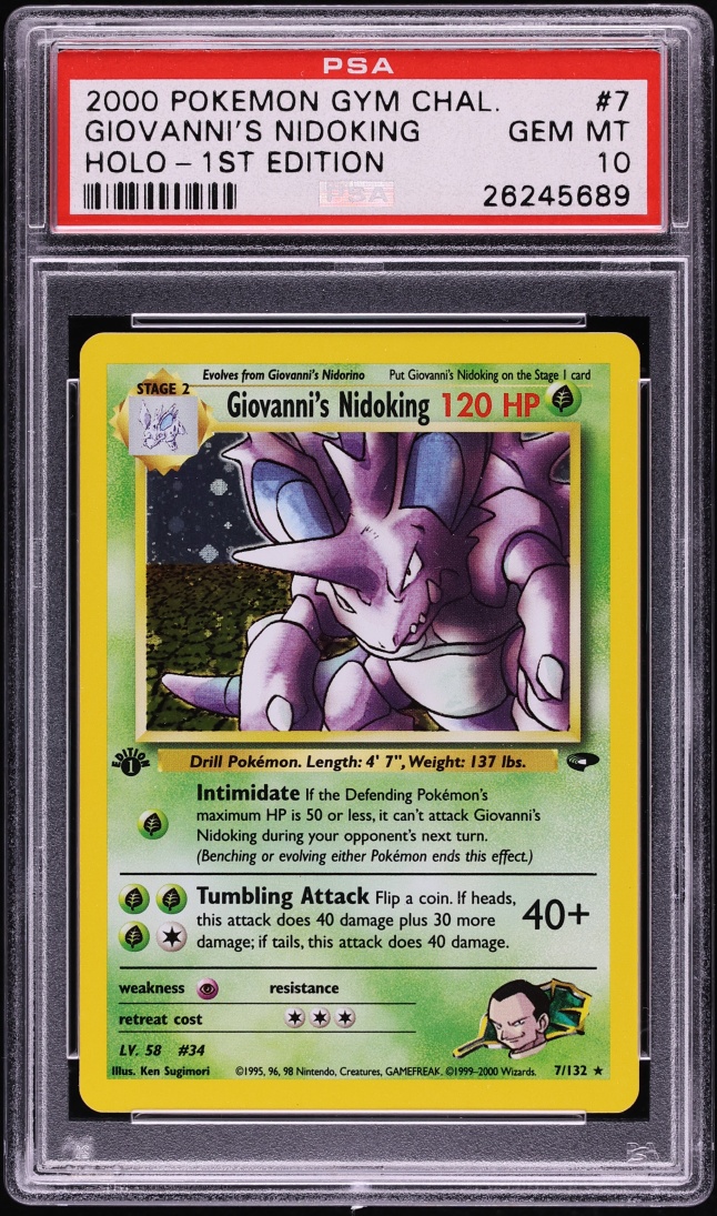 2000 Pokemon Gym Challenge 1st Edition Holo Giovanni's Nidoking #7 PSA 10 GEM MINT
