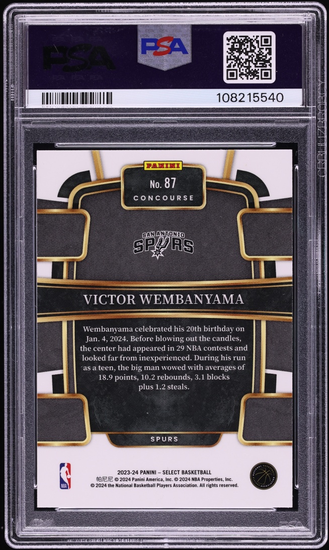 2023 Select Concourse Blue Victor Wembanyama ROOKIE #87 PSA 10 GEM MINT