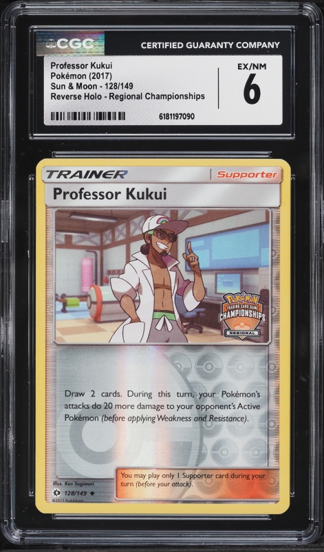 2017 Pokemon Sun & Moon Reverse Holo Regional Championships Professor Kukui #128 CGC 6 EXMT