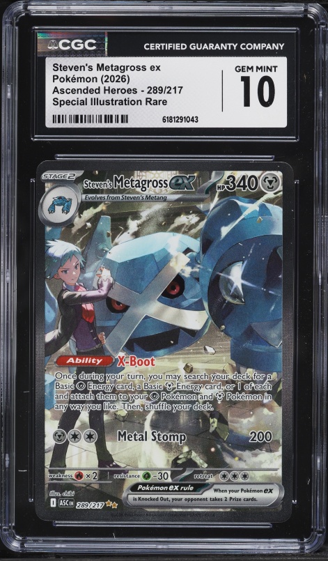 2026 Pokemon Mega Evolution Ascended Heroes SIR Steven's Metagross ex #289 CGC 10 GEM MINT