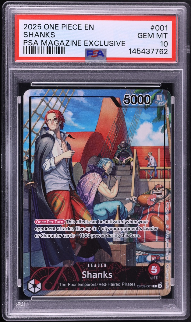 2025 One Piece Promo PSA Magazine Exclusive Leader Shanks #OP09-001 PSA 10 GEM MINT
