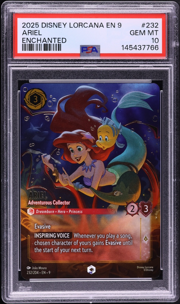 2025 Disney Lorcana Fabled Enchanted Ariel Adventurous Collector #232 PSA 10 GEM MINT